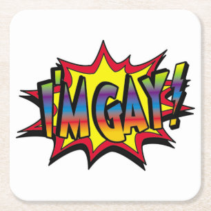 Porta-copo De Papel Quadrado Sou Gay Burst