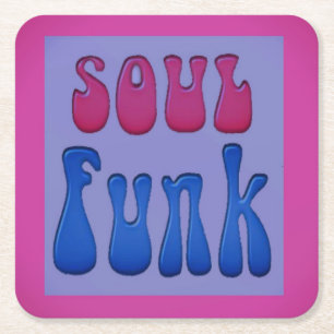 Porta-copo De Papel Quadrado Soul Music Funky Palavras gráficas