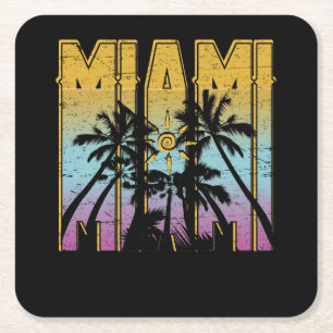 Porta-copo De Papel Quadrado Souvenir de Miami Vacation - Roupa de Retro Beach