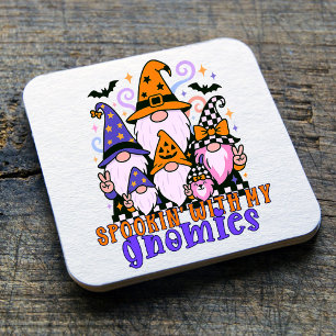 Porta-copo De Papel Quadrado "Spookin" Com Meus Gnomos: Amigos do Dia das Bruxa