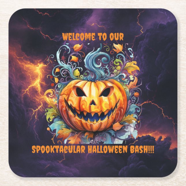 Porta-copo De Papel Quadrado Spooktacular Halloween Bash (Frente)