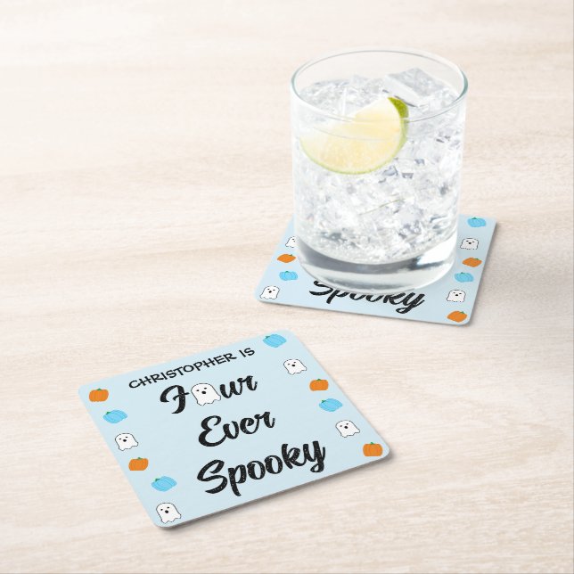 Porta-copo De Papel Quadrado Spooky 4º aniversário (Insitu)