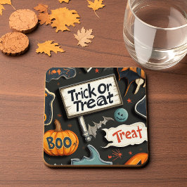 Porta-copo De Papel Quadrado Spooky Halloween Pattern