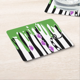 Porta-copo De Papel Quadrado Spooky Slime e Stripes Halloween