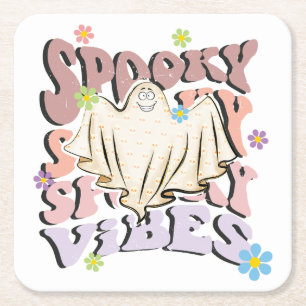 Porta-copo De Papel Quadrado Spooky Vibes Retro Halloween