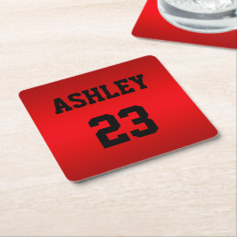 Porta-copo De Papel Quadrado Sports Jersey Number e Name Red Personalizados
