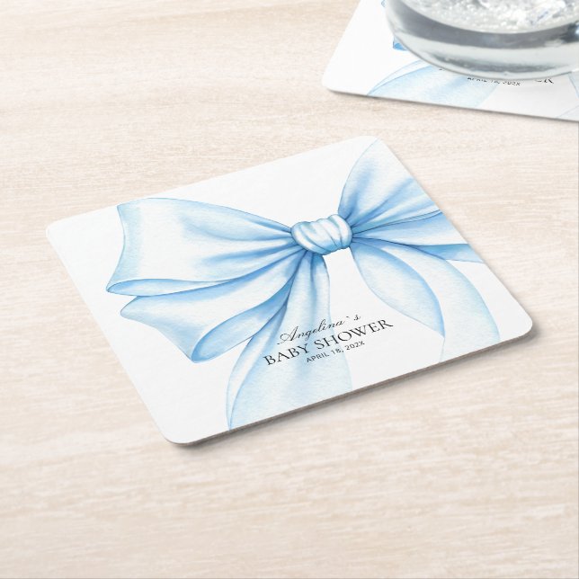 Porta-copo De Papel Quadrado Square Paper Coaster for baby shower. (Inclinado)