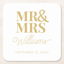Porta-copo De Papel Quadrado Sr. Elegant Festa de noivado de ensaio clássico