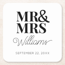 Porta-copo De Papel Quadrado Sr. Elegant Festa de noivado de ensaio clássico