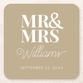 Porta-copo De Papel Quadrado Sr. Elegant Festa de noivado de ensaio clássico