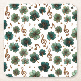 Porta-copo De Papel Quadrado St. Patrick’s Day Musical Shamrock