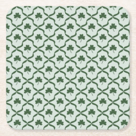 Porta-copo De Papel Quadrado St. Patrick's Day Preppy Shamrock Clover Lattice 
