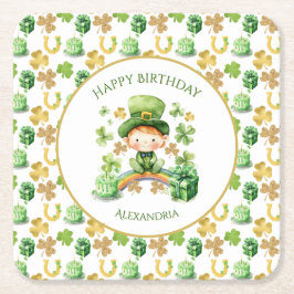 Porta-copo De Papel Quadrado St Patricks Lucky One Primeiro Aniversário