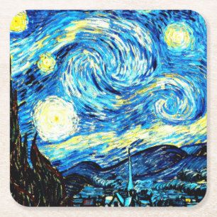 Porta-copo De Papel Quadrado Starry Night por Vincent van Gogh