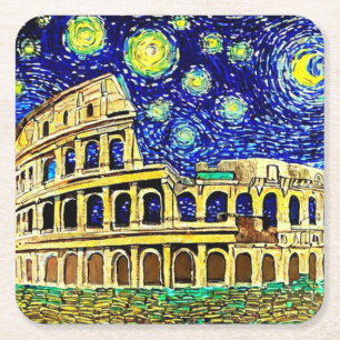 Porta-copo De Papel Quadrado Starry Night Roma Itália