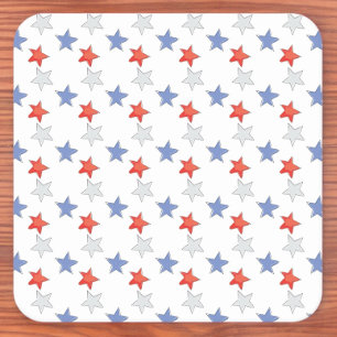 Porta-copo De Papel Quadrado Stars Azul Vermelho Patriótico