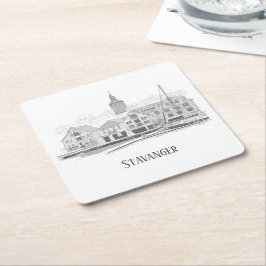 Porta-copo De Papel Quadrado Stavanger Norway - Belo Desenho De Streetscape