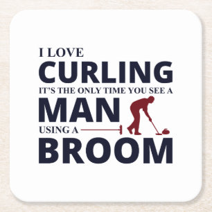 Porta-copo De Papel Quadrado Stone Curling Winter Ice Sport Curler