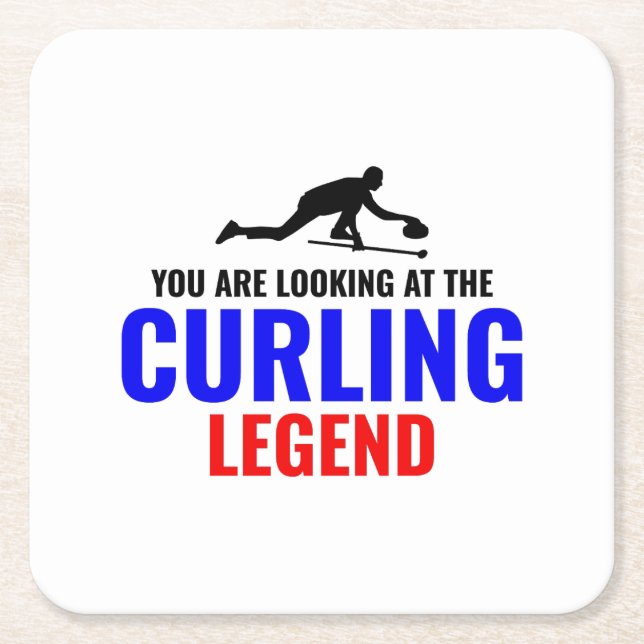 Porta-copo De Papel Quadrado Stone Curling Winter Ice Sport Curler Funny (Frente)