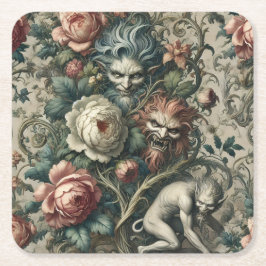 Porta-copo De Papel Quadrado Strangers in the Park at Night – Gothic Victorian