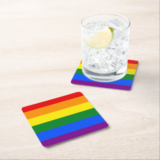 Porta-copo De Papel Quadrado Stripe arco-íris LGBT