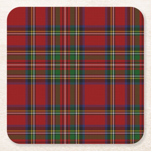 Porta-copo De Papel Quadrado Stuart Xadrez Tartan Christmas (Frente)
