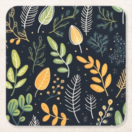Porta-copo De Papel Quadrado Stylish Green and Yellow Foliage Pattern 