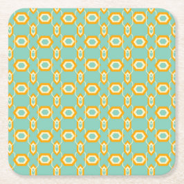 Porta-copo De Papel Quadrado Stylized geometric pattern in bold orange hexagon