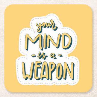Porta-copo De Papel Quadrado Sua mente é uma Arma - Impressão de Arte Motivacio