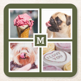 Porta-copo De Papel Quadrado SUAS 4 portas copos DE FOTOS E MONOGRAMA