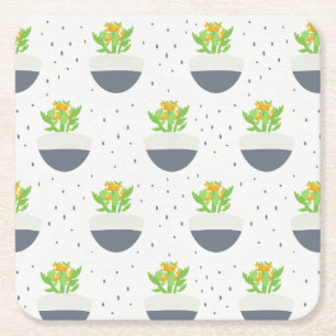 Porta-copo De Papel Quadrado Suculent Kalanchoe Plant Mãe Patterno