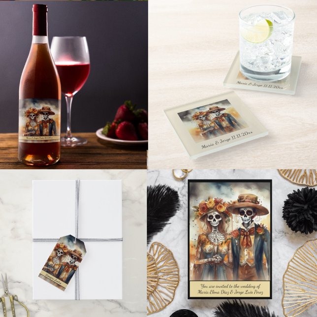 Porta-copo De Papel Quadrado Sugar Skull Swetheart, personalizado (Criador carregado)