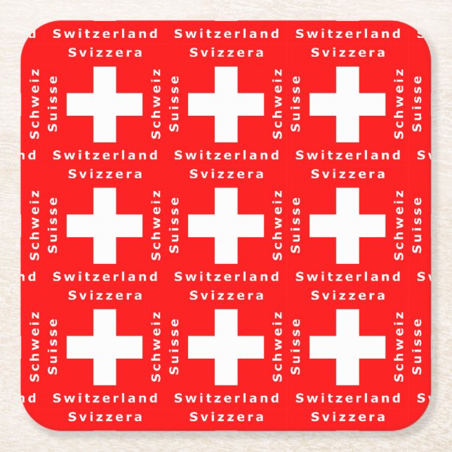 Porta-copo De Papel Quadrado Suiça suíça Schweiz Suisse Bundesfeier da bandeira (Frente)