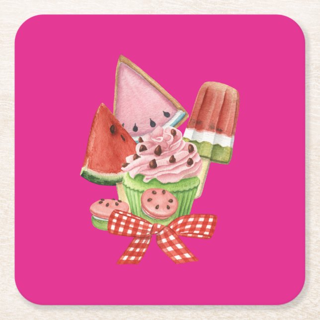 Porta-copo De Papel Quadrado Summer Delights (Frente)