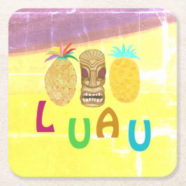 Porta-copo De Papel Quadrado Summer Tiki Pineapple Luau