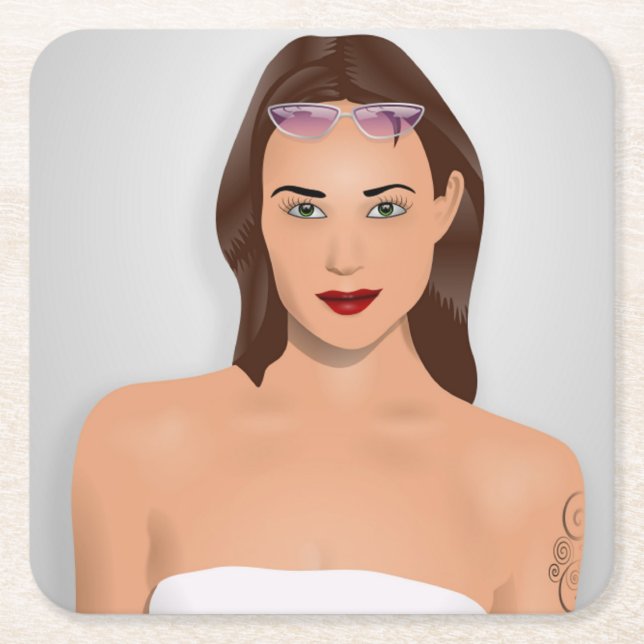 PORTA-COPO DE PAPEL QUADRADO SUMMMER GIRL (Frente)