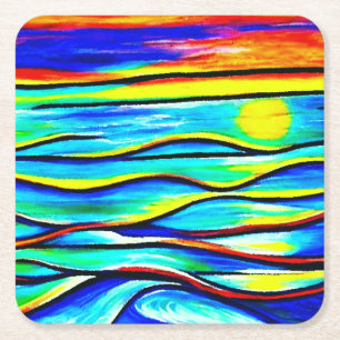 Porta-copo De Papel Quadrado Sundown na Porta copos de Papel de Arte do Mar