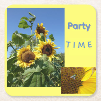 Porta-copo De Papel Quadrado Sunflowers Cust. Text Paper Coaster