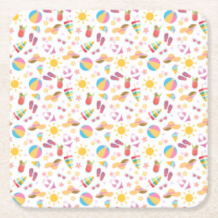Porta-copo De Papel Quadrado Sunny Summer