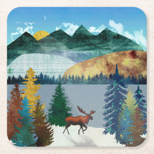 Porta-copo De Papel Quadrado Sunrise Moose