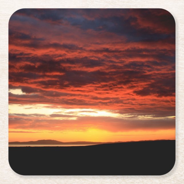 Porta-copo De Papel Quadrado Sunset em Islay, Escócia (Frente)