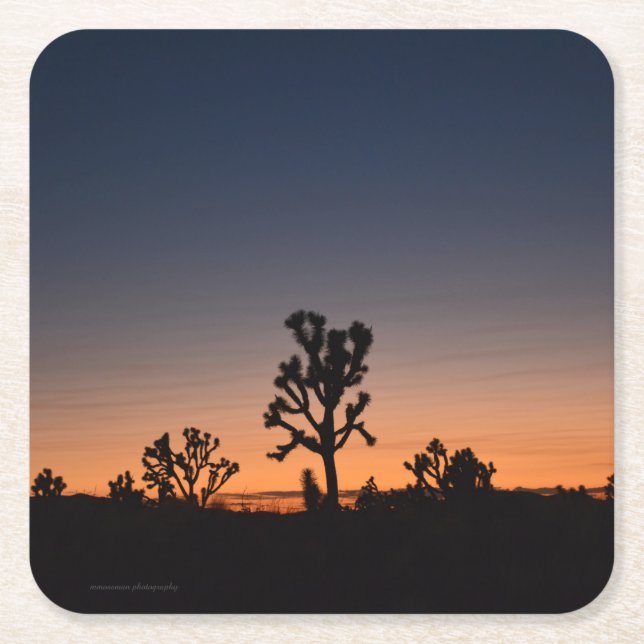 Porta-copo De Papel Quadrado Sunset Joshua Trees (Frente)