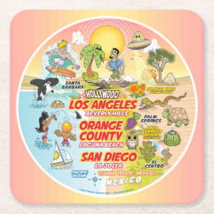 Porta-copo De Papel Quadrado Sunset SoCal