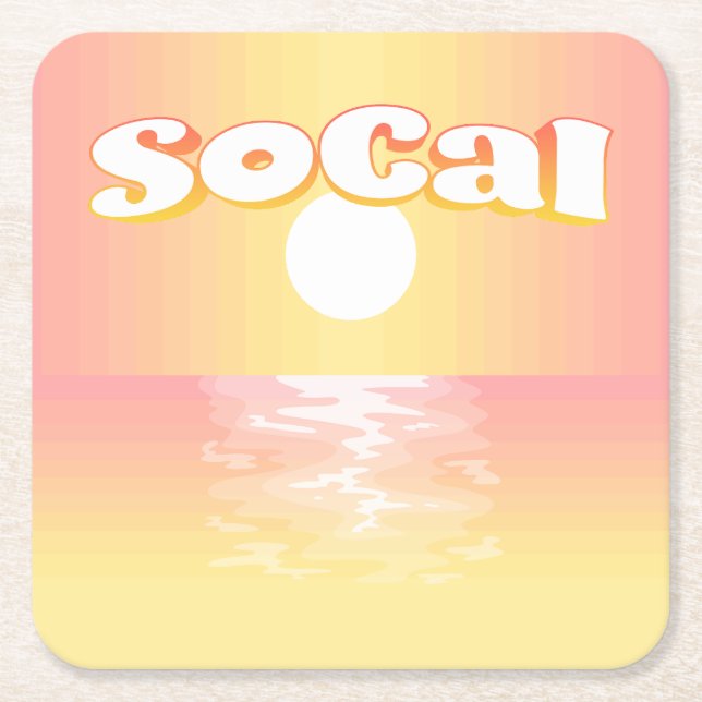 Porta-copo De Papel Quadrado Sunset SoCal (Frente)