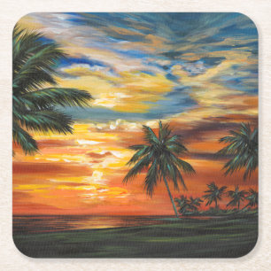 Porta-copo De Papel Quadrado Sunset tropical impressionante