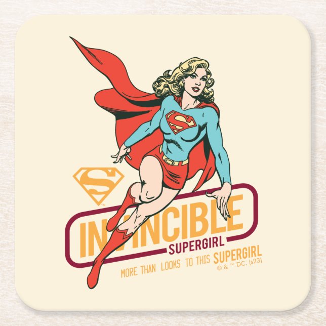 Porta-copo De Papel Quadrado Supergirl Invencível - Gráfico Retroativo (Frente)
