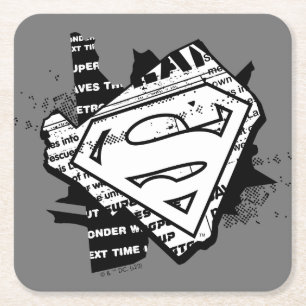 Porta-copo De Papel Quadrado Supergirl Newsprint S-Shield