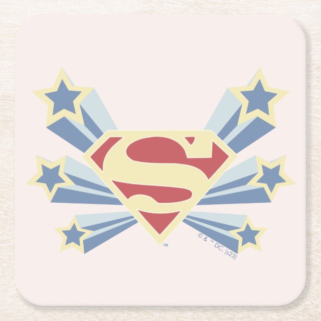 Porta-copo De Papel Quadrado Supergirl Stars S-Shield (Frente)
