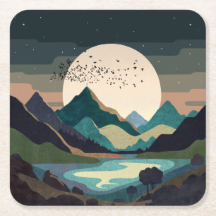 Porta-copo De Papel Quadrado Superlua No Lago