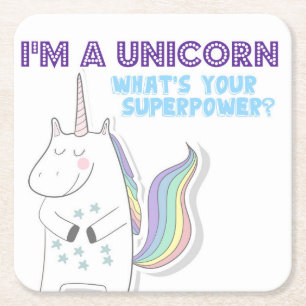 Porta-copo De Papel Quadrado Superpotência Unicorn